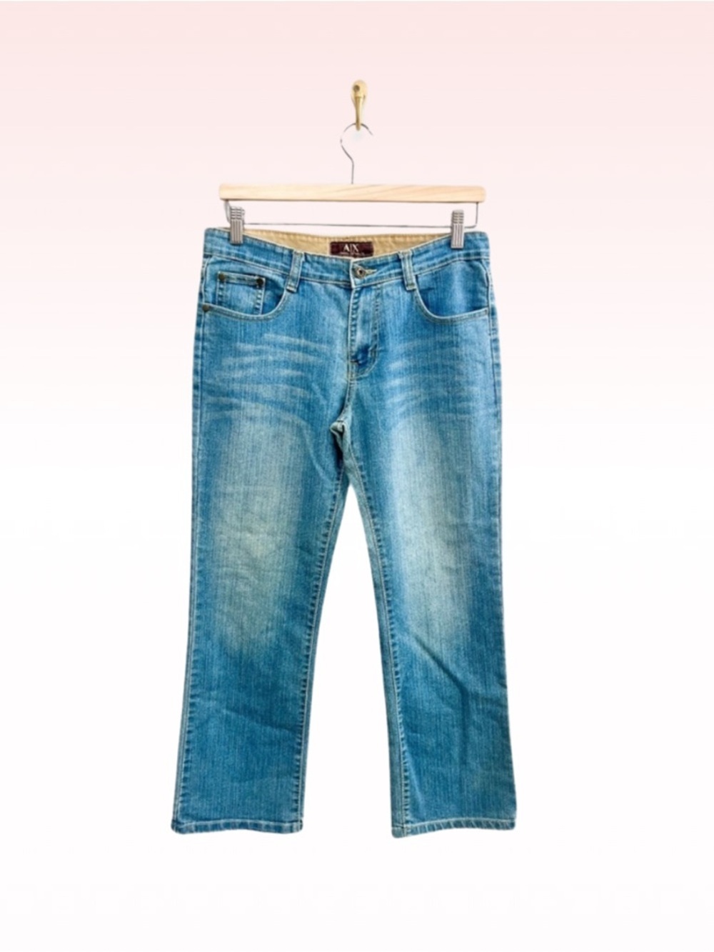 ARMANI EXCHANGE Butterfly Embroidered Pocket Blue Jean (Sz 32)